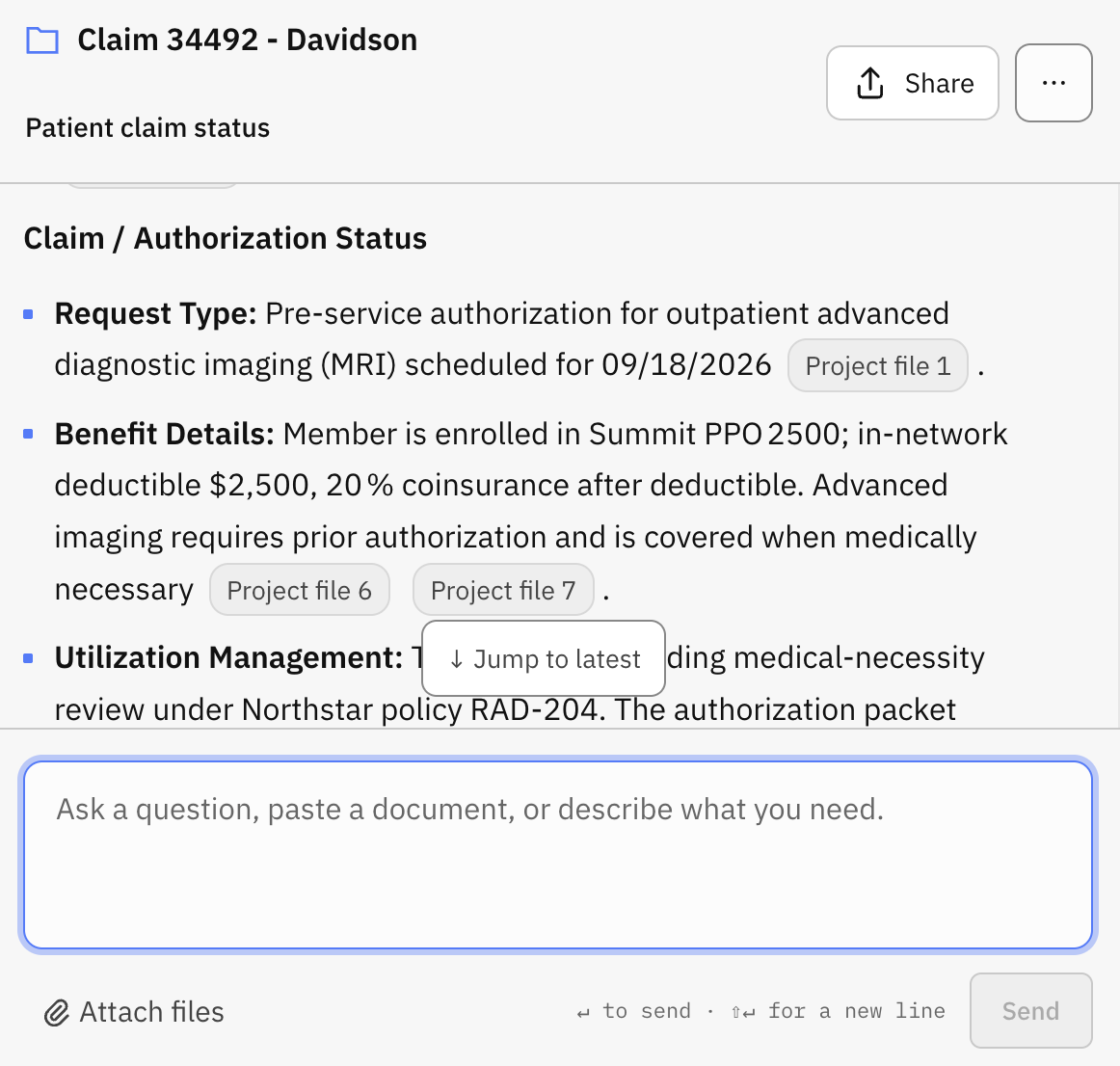 Understand the claim faster. screenshot